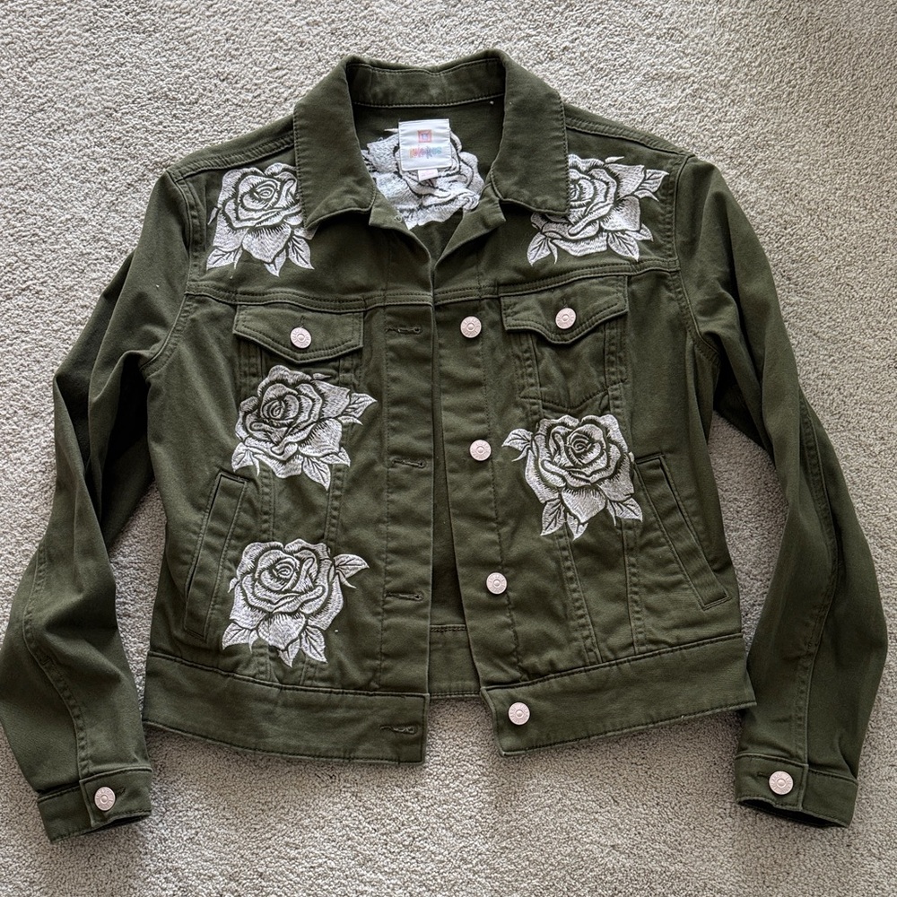 Olive Green Embroidered Women's Jacket